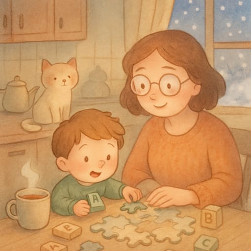 Zimowy wieczór z mamą i Felkiem